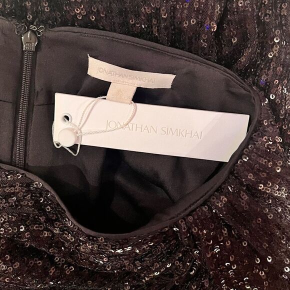 Jonathan Simkhai sequins Draped asymmetrical black Skirt BNWT - Picture 4 of 6